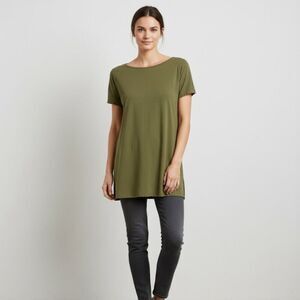 Eileen Fisher Green Boatneck Blouse Size XX-Small Fits X-Small NWOT